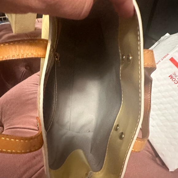 Authentic Reade Monogram Vernis Pm Yellow/Gold Patent Leather Tote Small - Picture 5 of 10